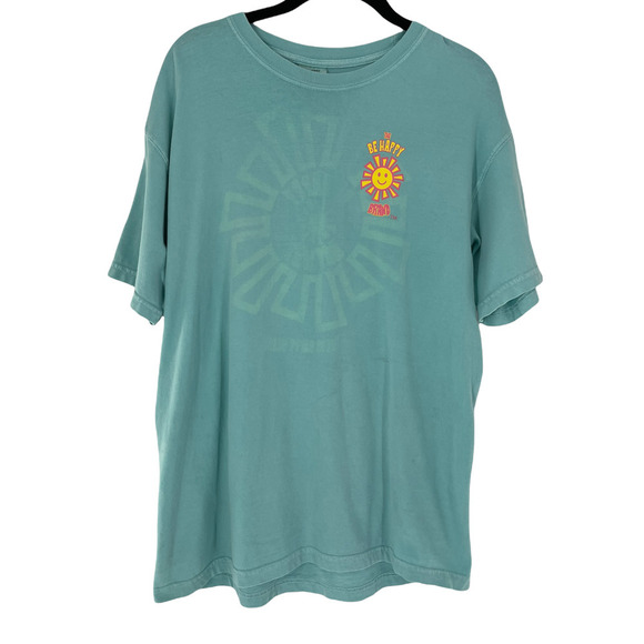 The Be Happy Mens Short Sleeve Basic T-Shirt Chest Logo Crewneck Size M Blue - Picture 1 of 7